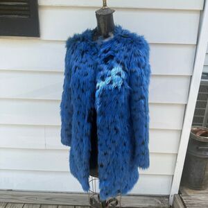 Michael Kors Cobalt Blue Faux Fur Coat Jacket